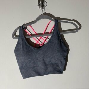 Puma Dark Gray Sports Bra with Pink Straps